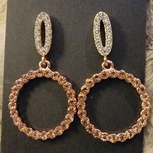 Source Unknown Rose Gold Crystal Circle Drop Earrings
